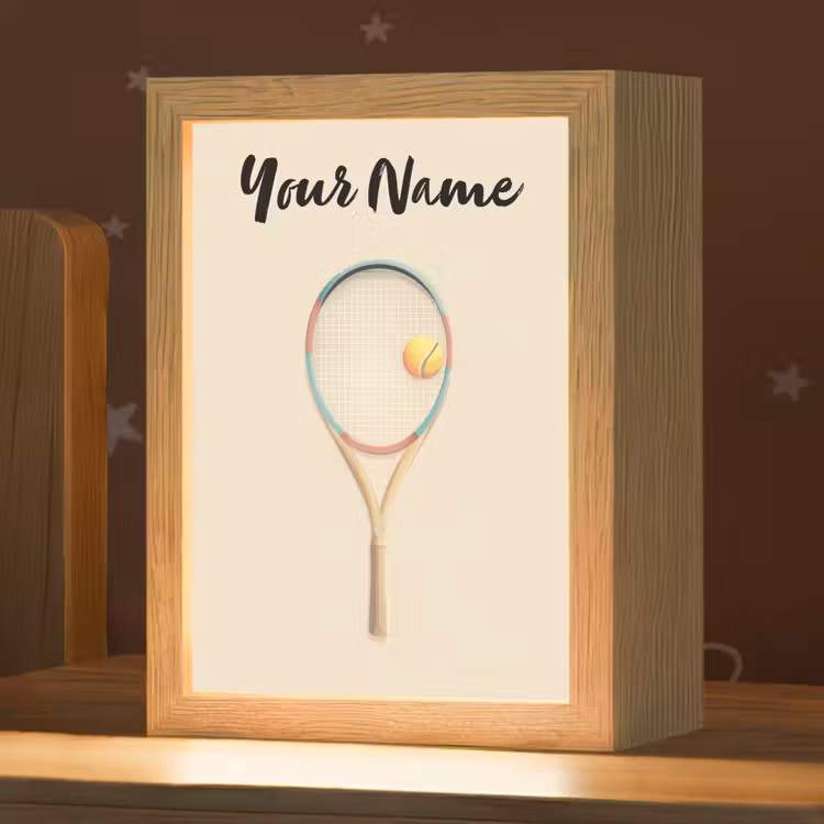 Tennisracket - Bal - Beige Light Box met kabel (Kinderlampje) klein -zzz_3d_website