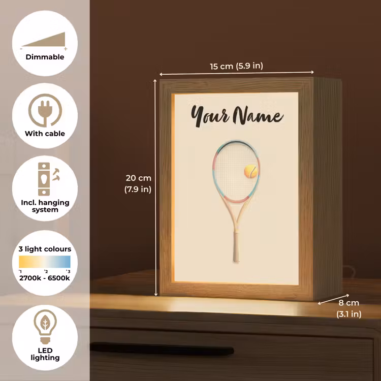 Tennisracket - Bal - Beige Light Box met kabel (Kinderlampje) klein -USP_EN