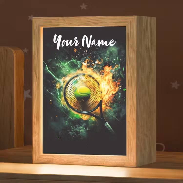 Tennis - Racket - Vuur - Groen Light Box met kabel (Kinderlampje) klein -zzz_3d_website