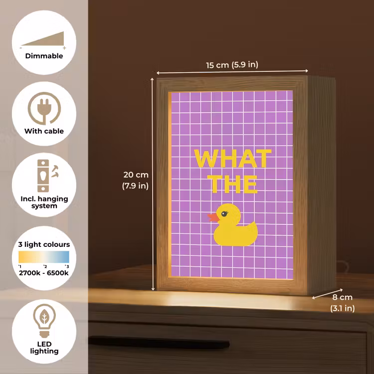 Tekst - Eend - Paars Light Box met kabel (Kinderlampje) klein -USP_EN