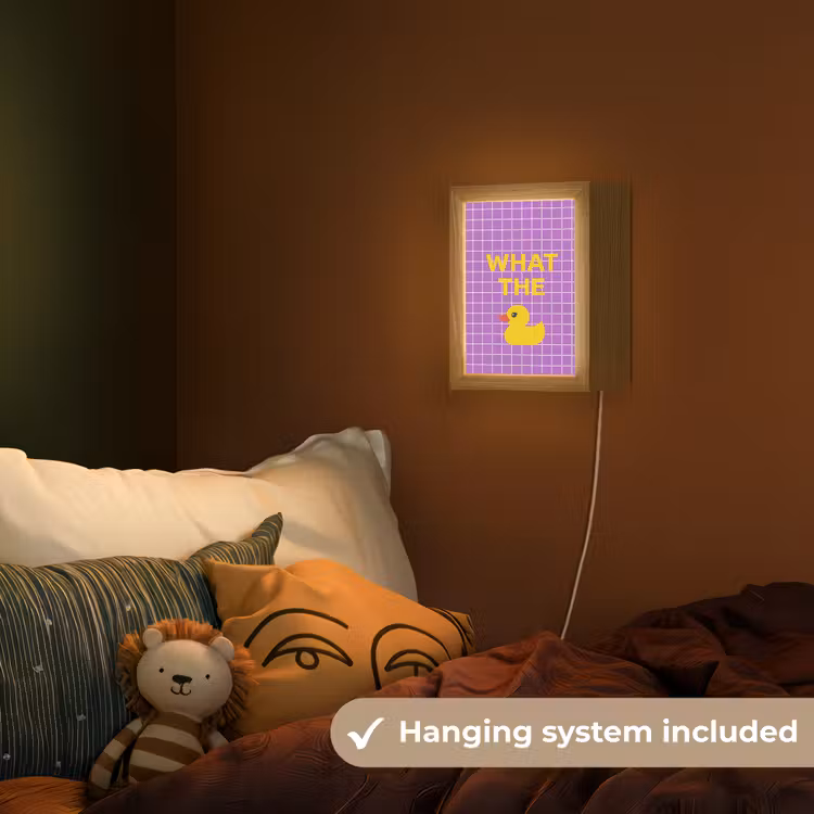 Tekst - Eend - Paars Light Box met kabel (Kinderlampje) klein -sfeer5_kind_EN