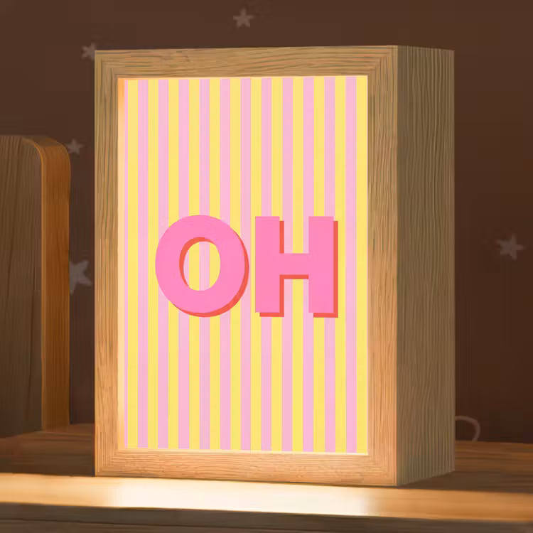 Tekst - Strepen - Roze Light Box met kabel (Kinderlampje) klein -zzz_3d_website