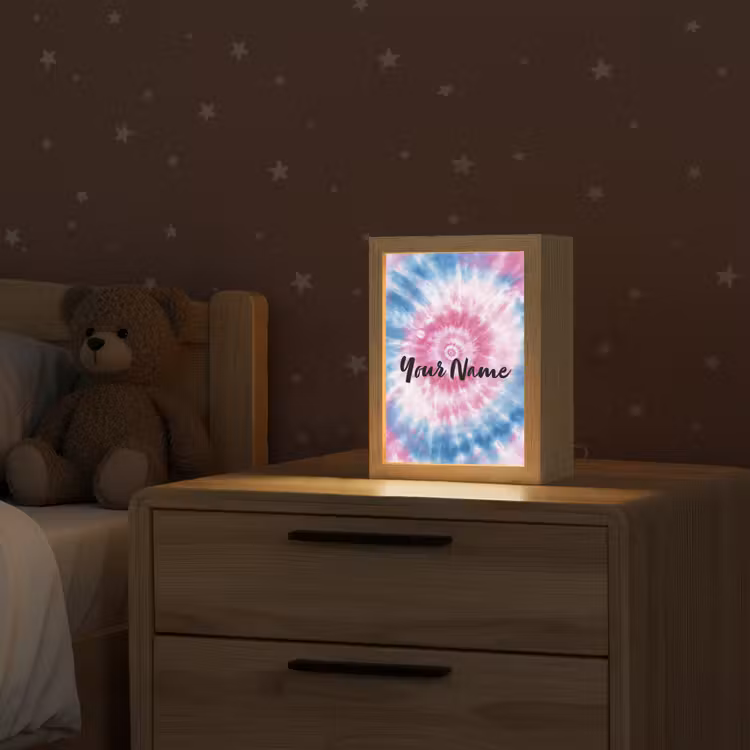 Tie dye - Abstract - Blauw - Roze Light Box met kabel (Kinderlampje) klein -sfeer1_kind