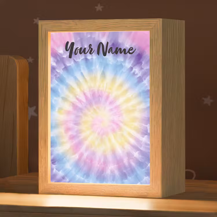Tie Dye - Klassiek - Pasteltinten Light Box met kabel (Kinderlampje) klein -zzz_3d_website