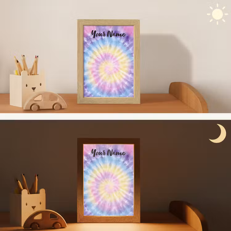 Tie Dye - Klassiek - Pasteltinten Light Box met kabel (Kinderlampje) klein -sfeer3_kind