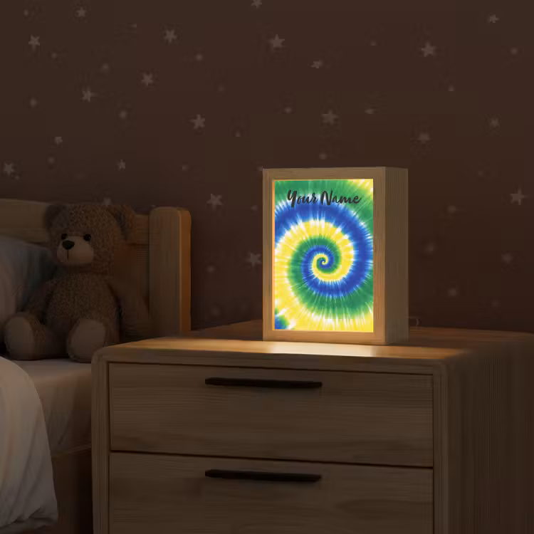 Tie Dye - Groen - Klassiek Light Box met kabel (Kinderlampje) klein -sfeer1_kind