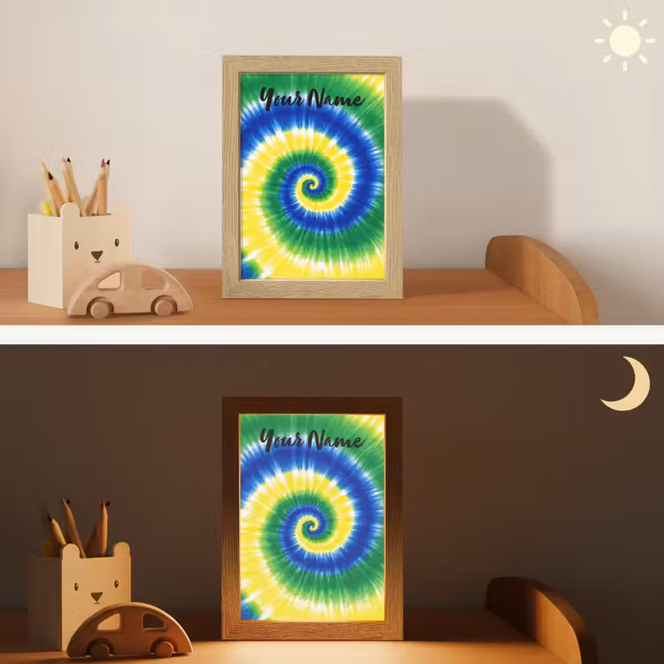 Tie Dye - Groen - Klassiek Light Box met kabel (Kinderlampje) klein -sfeer3_kind