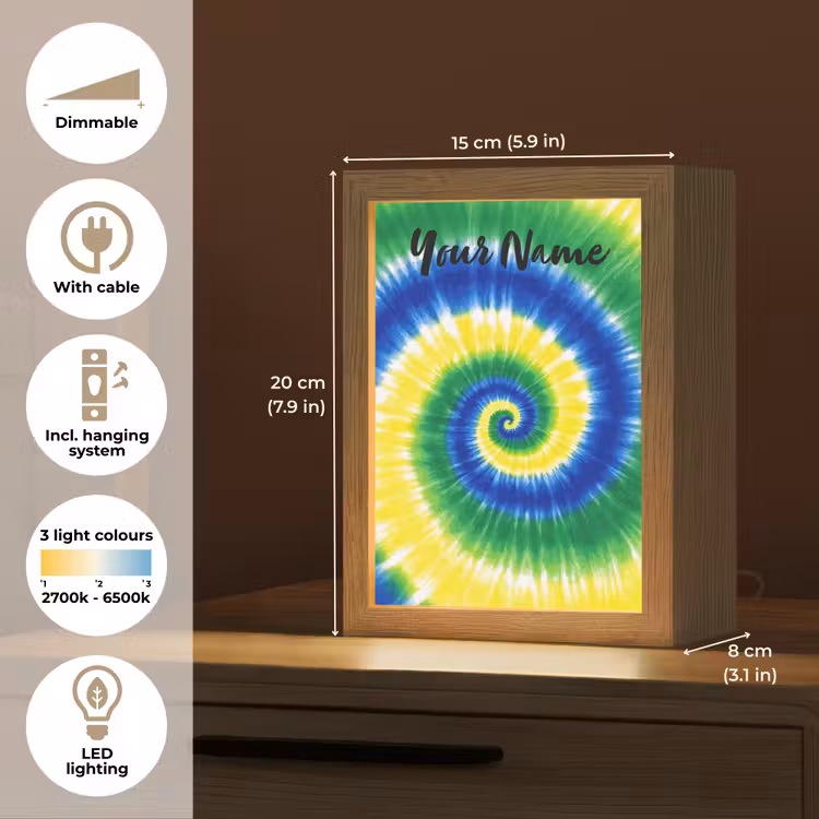 Tie Dye - Groen - Klassiek Light Box met kabel (Kinderlampje) klein -USP_EN