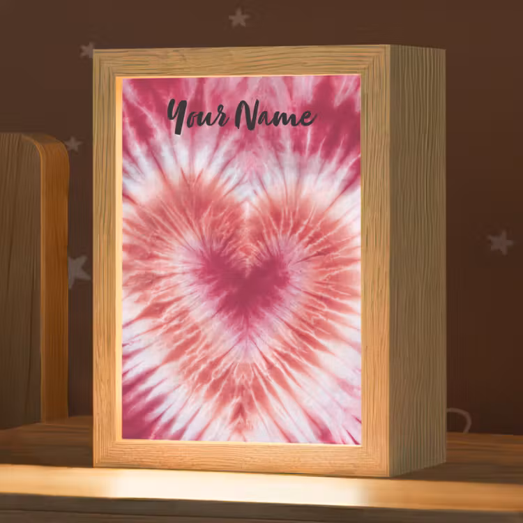 Tie Dye - Hartvorm - Roze Light Box met kabel (Kinderlampje) klein -zzz_3d_website