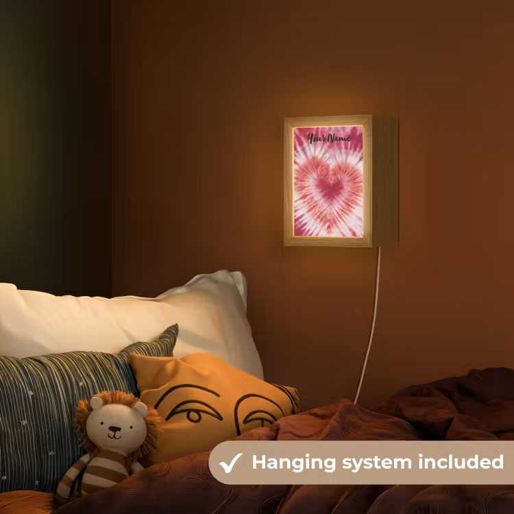 Tie Dye - Hartvorm - Roze Light Box met kabel (Kinderlampje) klein -sfeer5_kind_EN