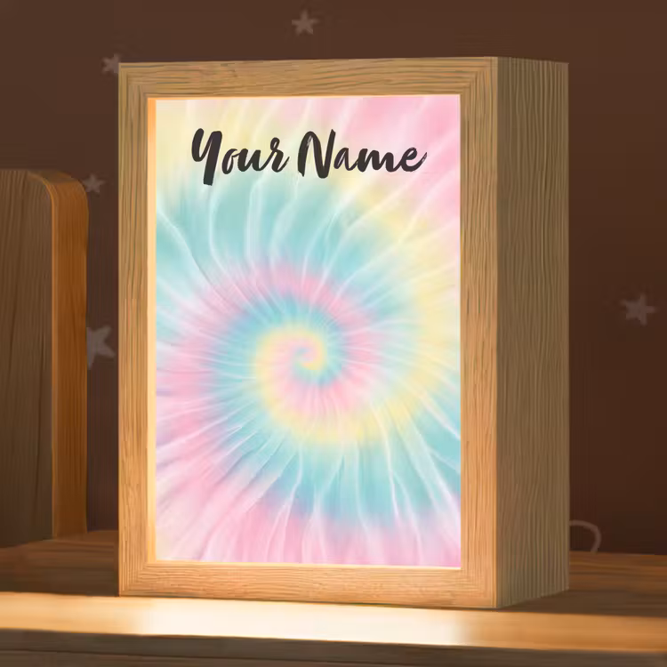 Tie Dye - Pasteltinten - Roze Light Box met kabel (Kinderlampje) klein -zzz_3d_website