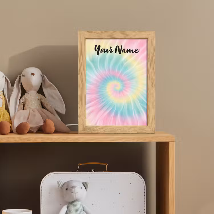 Tie Dye - Pasteltinten - Roze Light Box met kabel (Kinderlampje) klein -sfeer2_kind
