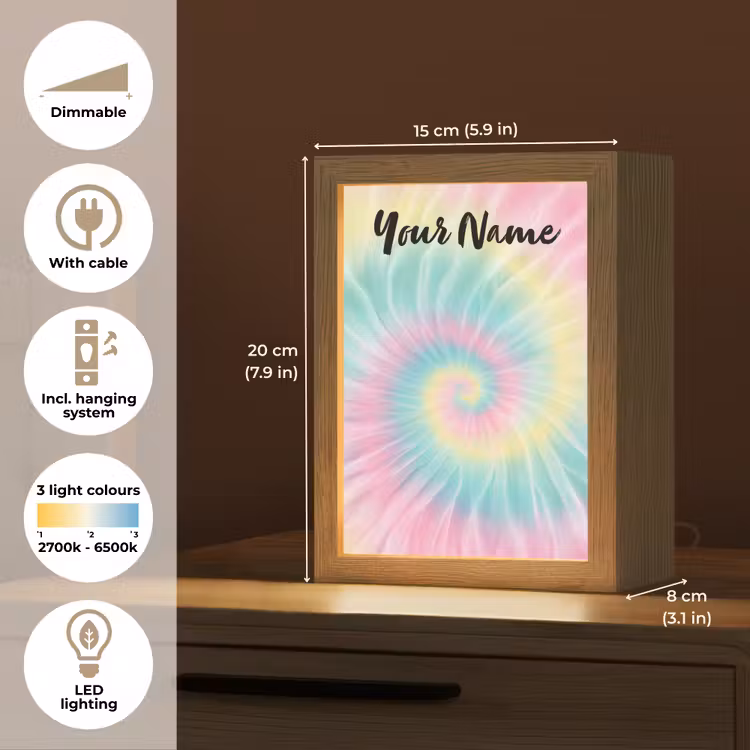 Tie Dye - Pasteltinten - Roze Light Box met kabel (Kinderlampje) klein -USP_EN