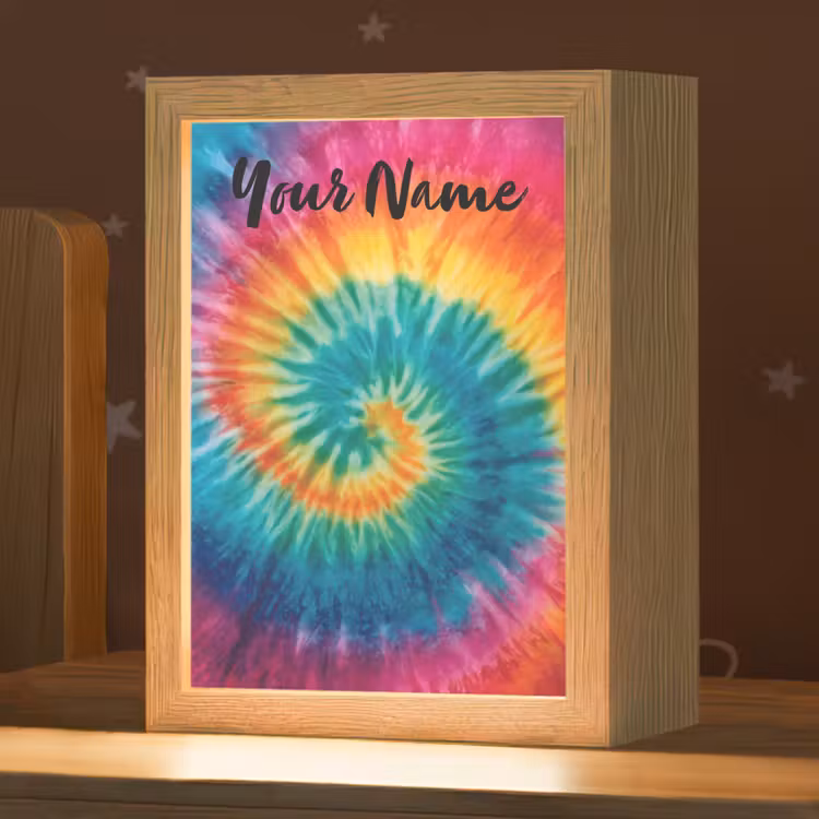 Tie Dye - Regenboogtinten - Klassiek Light Box met kabel (Kinderlampje) klein -zzz_3d_website