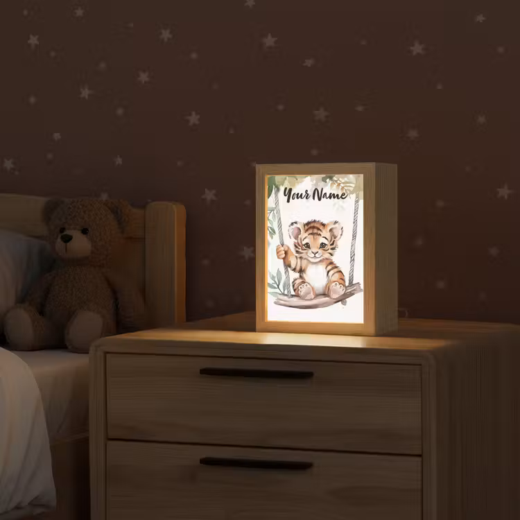 Tijger - Dier - Kinderen - Jungle Light Box met kabel (Kinderlampje) klein -sfeer1_kind