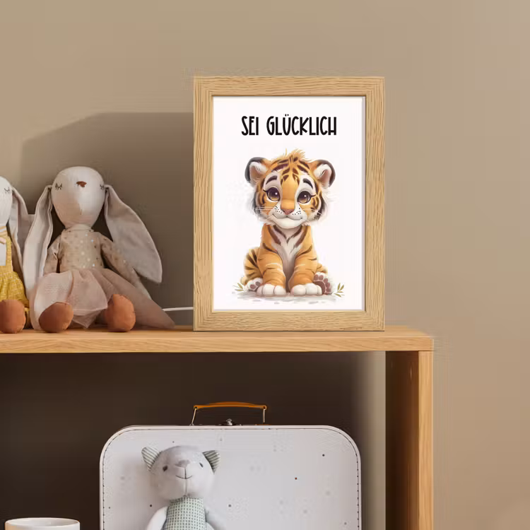 Tijger - Wees gelukkig - Quote - Dier Light Box met kabel klein -sfeer2_kind