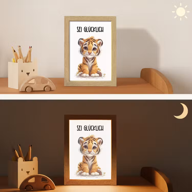 Tijger - Wees gelukkig - Quote - Dier Light Box met kabel klein -sfeer3_kind