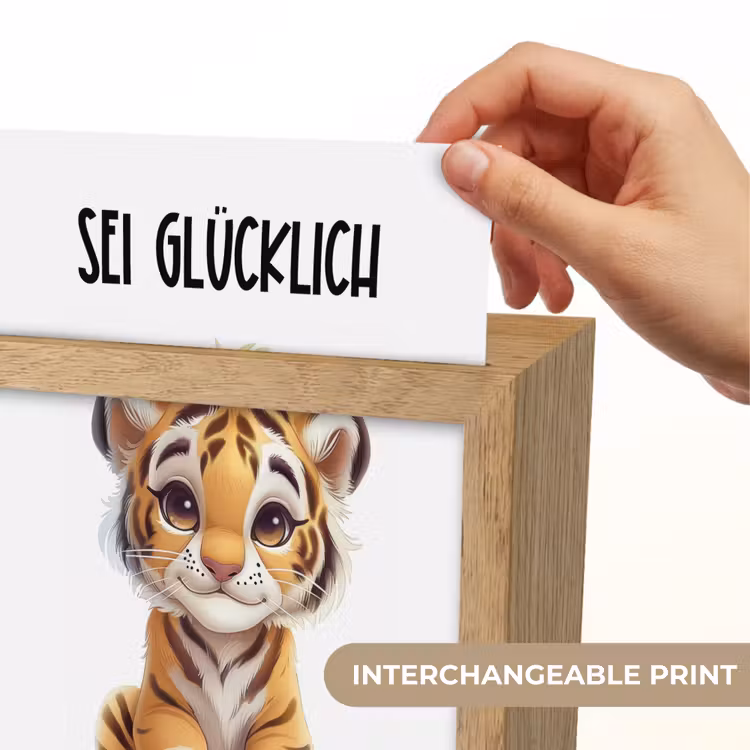 Tijger - Wees gelukkig - Quote - Dier Light Box met kabel (Kinderlampje) klein -USP_websiteprintEN