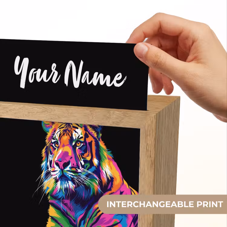 Tijger - Kleurrijk - Dieren - Zwart - Neon Light Box met kabel (Kinderlampje) klein -USP_websiteprintEN