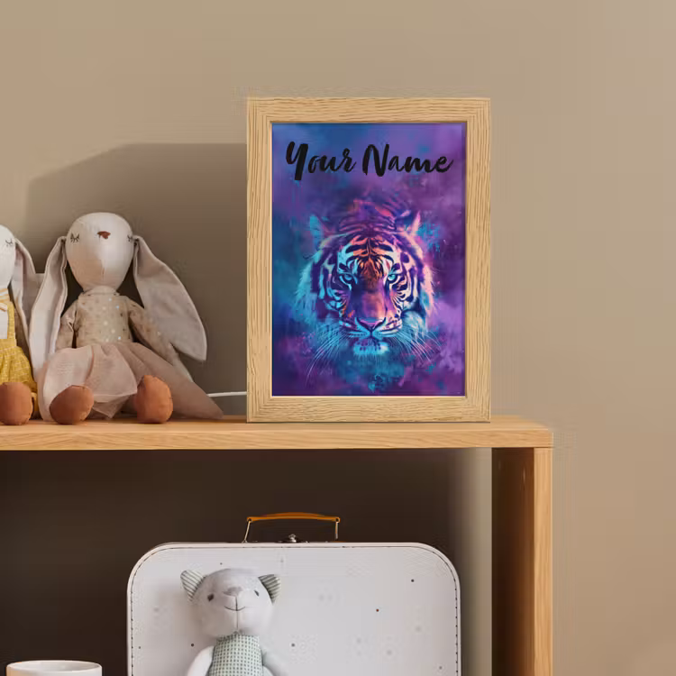 Tijger - Kleurrijk - Rook - Dieren Light Box met kabel (Kinderlampje) klein -sfeer2_kind