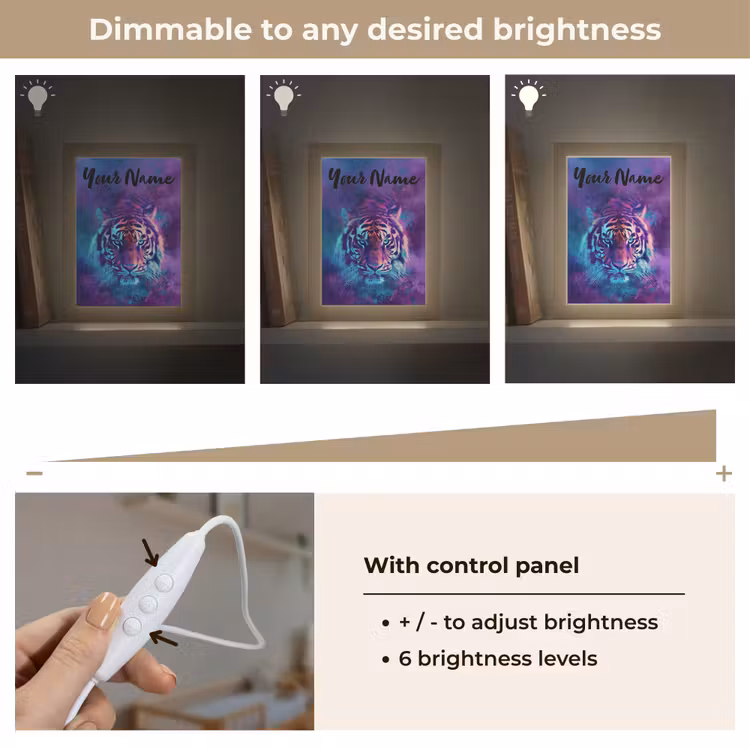 Tijger - Kleurrijk - Rook - Dieren Light Box met kabel (Kinderlampje) klein -USP_dimbaarEN