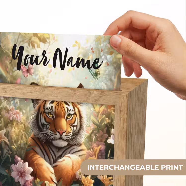 Tijger - Bloemen - Jungle - Dieren Light Box met kabel (Kinderlampje) klein -USP_websiteprintEN