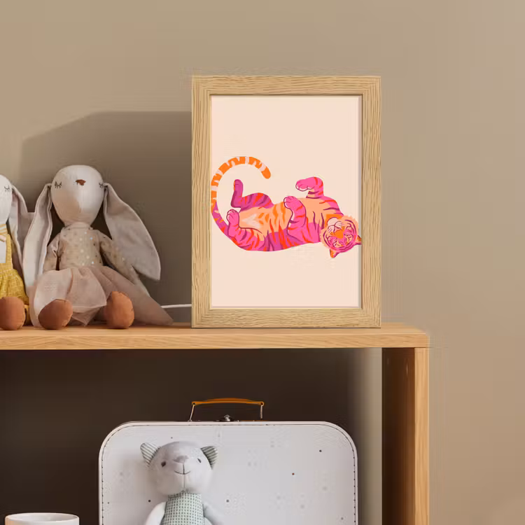 Tijger - Roze - Oranje Light Box met kabel (Kinderlampje) klein -sfeer2_kind