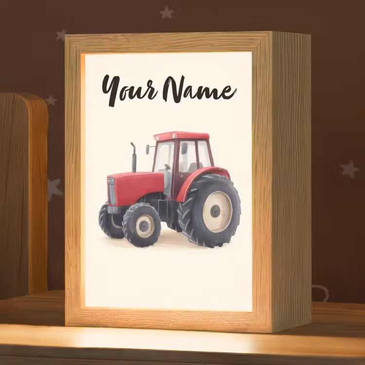 Tractor - Getekend - Rood Light Box met kabel (Kinderlampje) klein -zzz_3d_website