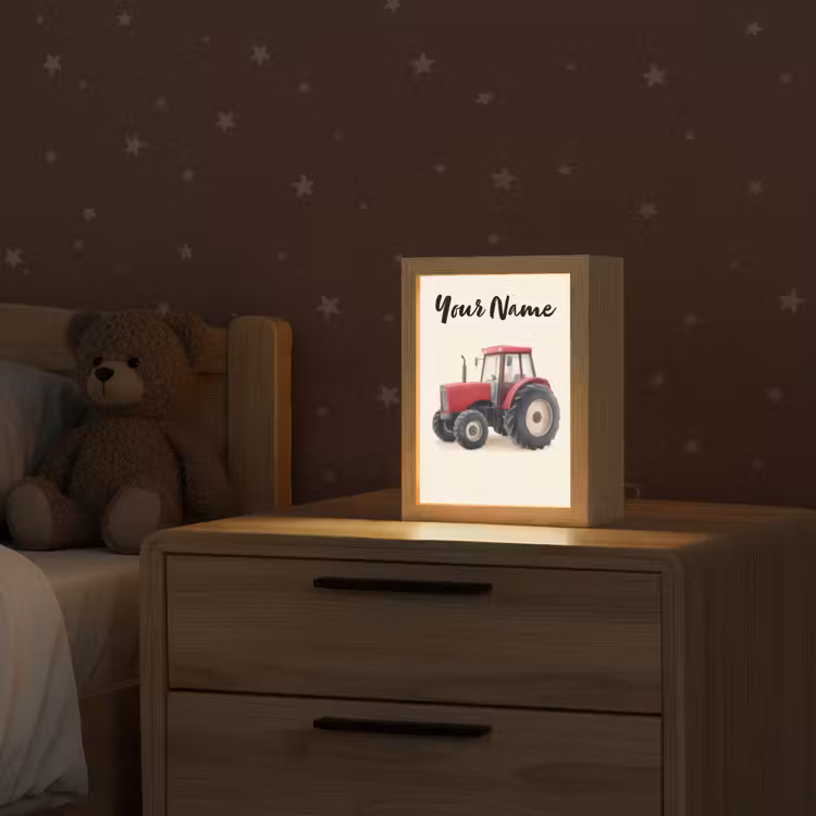 Tractor - Getekend - Rood Light Box met kabel (Kinderlampje) klein -sfeer1_kind