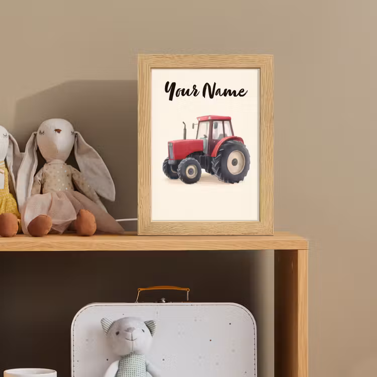 Tractor - Getekend - Rood Light Box met kabel (Kinderlampje) klein -sfeer2_kind