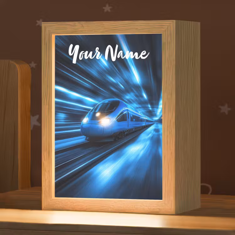 Trein - Blauw - Neon Light Box met kabel (Kinderlampje) klein -zzz_3d_website