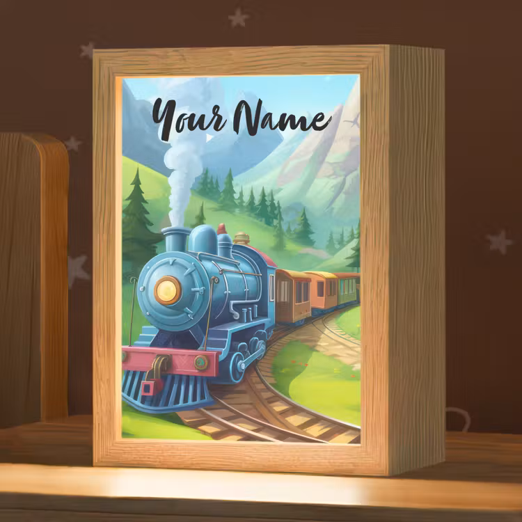 Trein - Bloemen - Kinderen - Natuur Light Box met kabel (Kinderlampje) klein -zzz_3d_website