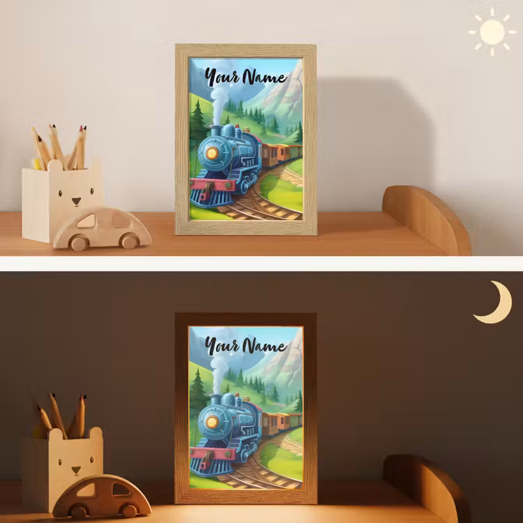 Trein - Bloemen - Kinderen - Natuur Light Box met kabel (Kinderlampje) klein -sfeer3_kind