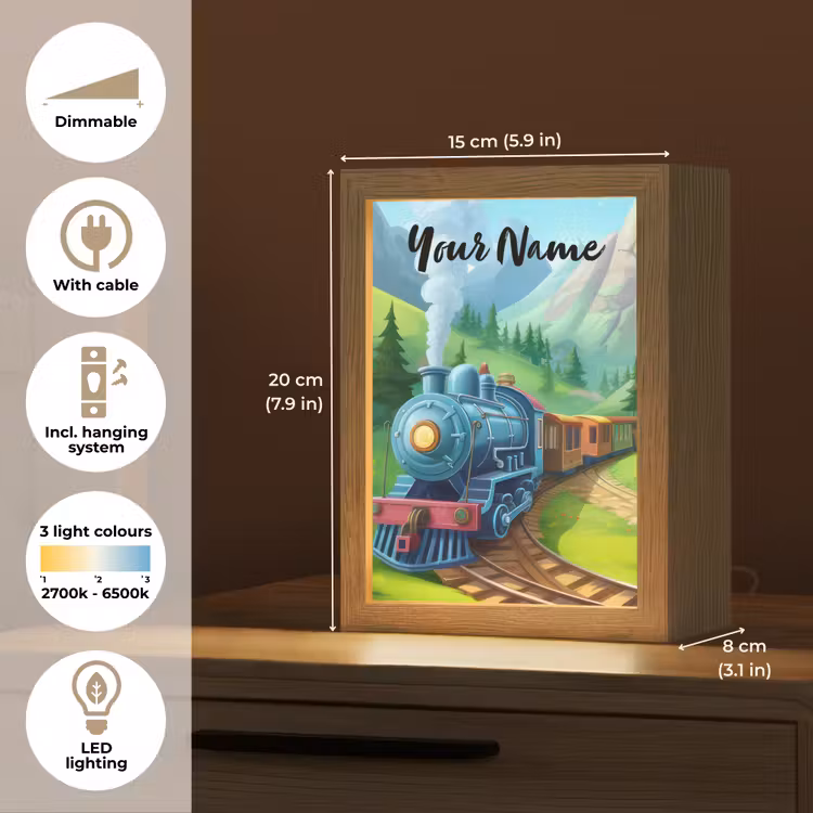 Trein - Bloemen - Kinderen - Natuur Light Box met kabel (Kinderlampje) klein -USP_EN