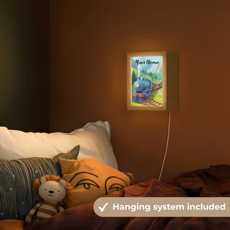 Trein - Bloemen - Kinderen - Natuur Light Box met kabel (Kinderlampje) klein -sfeer5_kind_EN