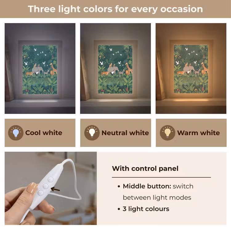 Tropisch - Jungle - Groen Light Box met kabel (Kinderlampje) klein -USP_lichtkleurEN