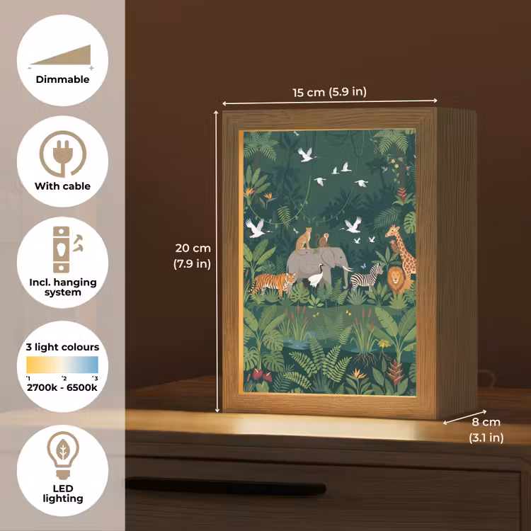 Tropisch - Jungle - Groen Light Box met kabel (Kinderlampje) klein -USP_EN