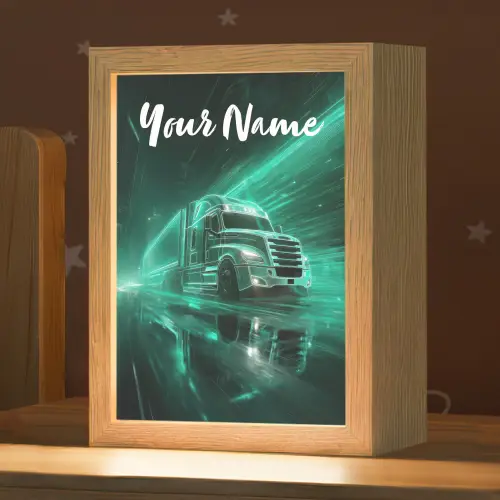 Vrachtwagen - Stad - Groen - Neon Light Box met kabel (Kinderlampje) klein -zzz_3d_website