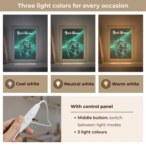 Vrachtwagen - Stad - Groen - Neon Light Box met kabel (Kinderlampje) klein -USP_lichtkleurEN
