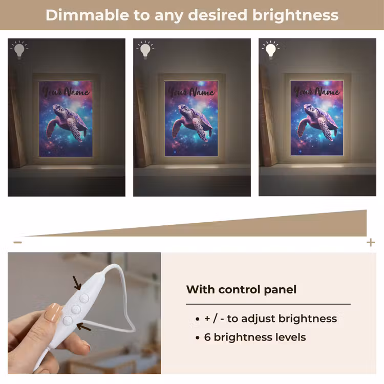 Schildpad - Dier - Galaxy - Ruimte Light Box met kabel (Kinderlampje) klein -USP_dimbaarEN