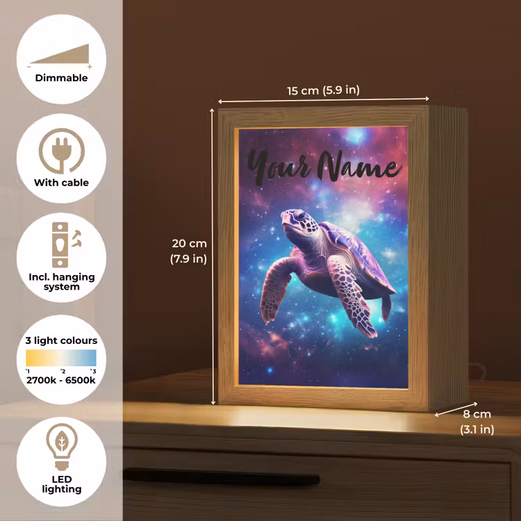 Schildpad - Dier - Galaxy - Ruimte Light Box met kabel (Kinderlampje) klein -USP_EN
