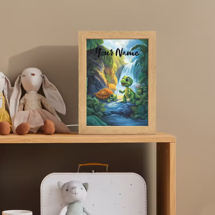Schildpad - Dino - Jungle - Waterval Light Box met kabel (Kinderlampje) klein -sfeer2_kind