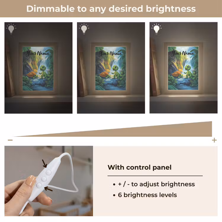 Schildpad - Dino - Jungle - Waterval Light Box met kabel (Kinderlampje) klein -USP_dimbaarEN