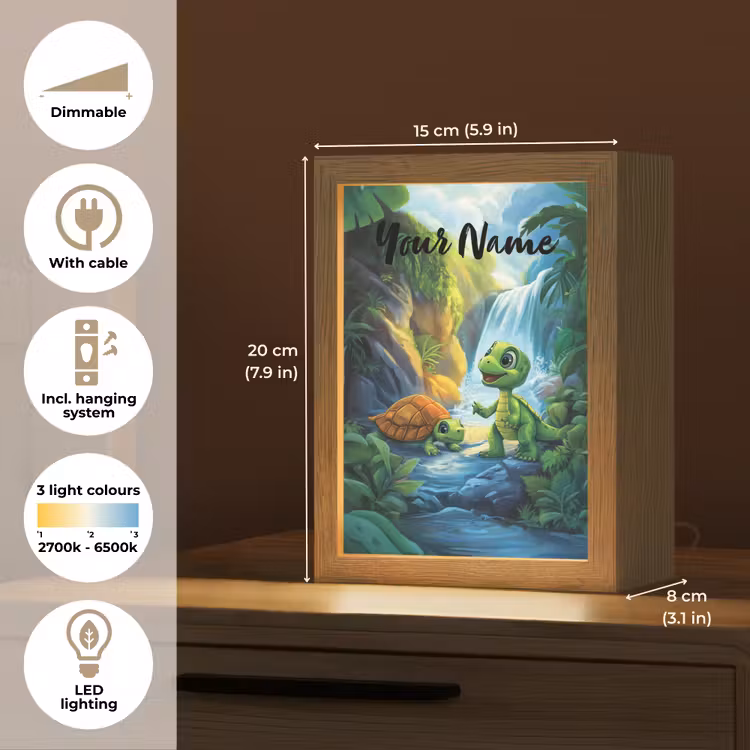 Schildpad - Dino - Jungle - Waterval Light Box met kabel (Kinderlampje) klein -USP_EN