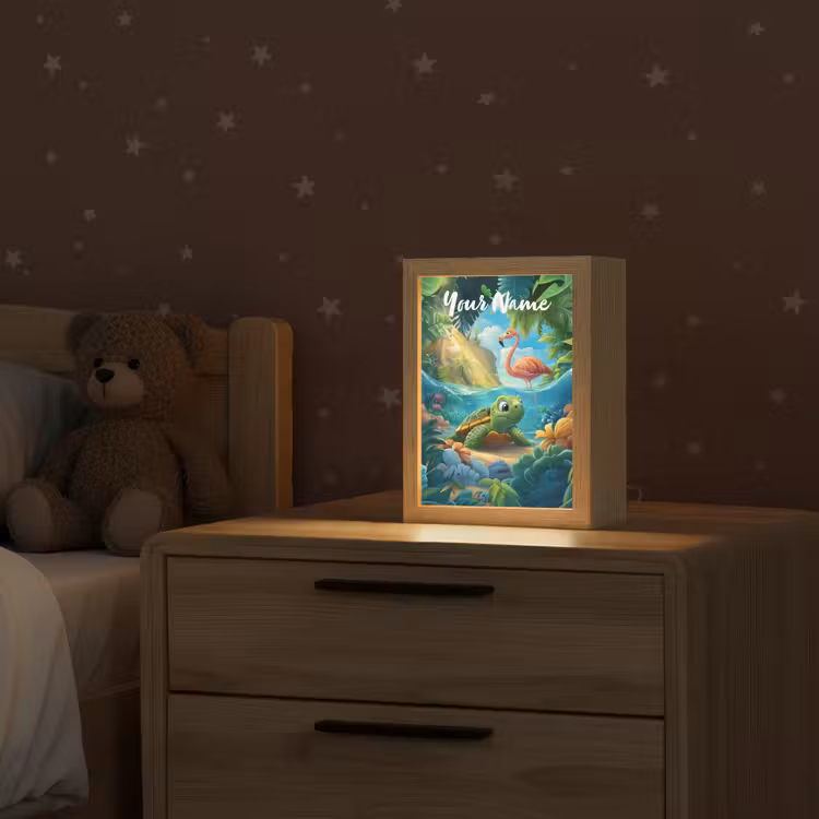 Schildpad - Flamingo - Tropisch - Oceaan Light Box met kabel (Kinderlampje) klein -sfeer1_kind