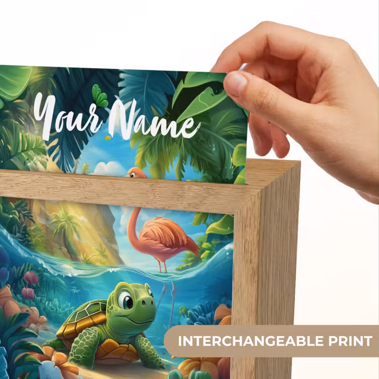 Schildpad - Flamingo - Tropisch - Oceaan Light Box met kabel (Kinderlampje) klein -USP_websiteprintEN