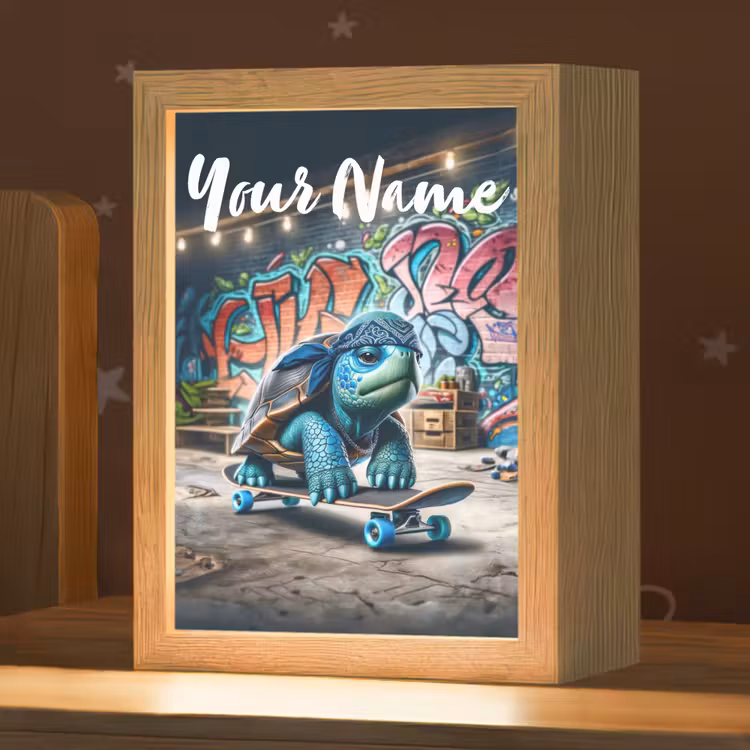 Schildpad - Graffiti - Skateboard - Jongens Light Box met kabel (Kinderlampje) klein -zzz_3d_website