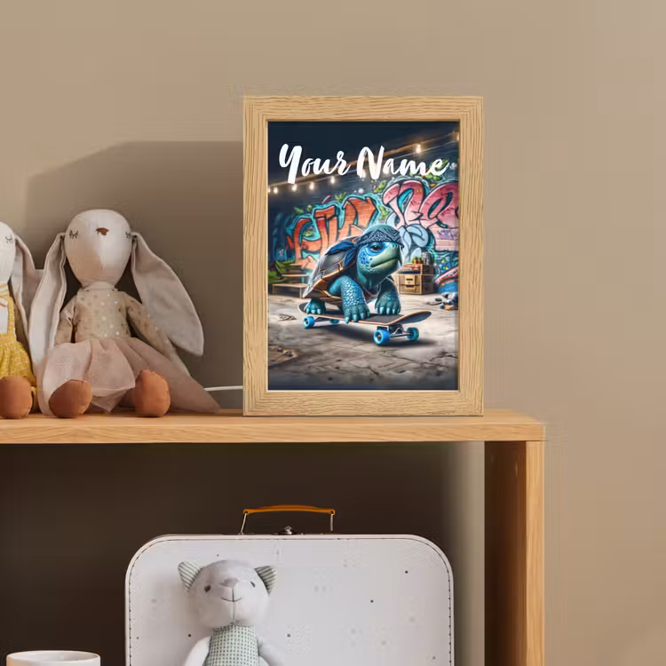 Schildpad - Graffiti - Skateboard - Jongens Light Box met kabel (Kinderlampje) klein -sfeer2_kind