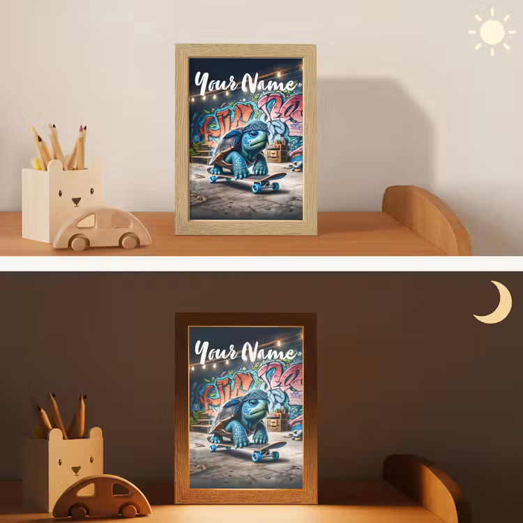 Schildpad - Graffiti - Skateboard - Jongens Light Box met kabel (Kinderlampje) klein -sfeer3_kind
