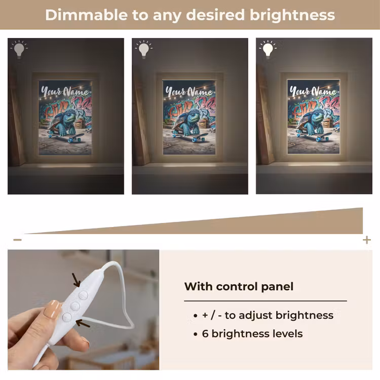 Schildpad - Graffiti - Skateboard - Jongens Light Box met kabel (Kinderlampje) klein -USP_dimbaarEN